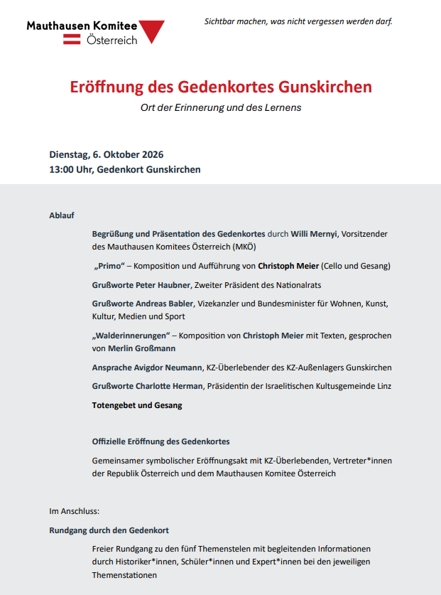 Eröffnung Gedenkort Gunskirchen (Quelle www.gedenkort-gunskirchen.at)